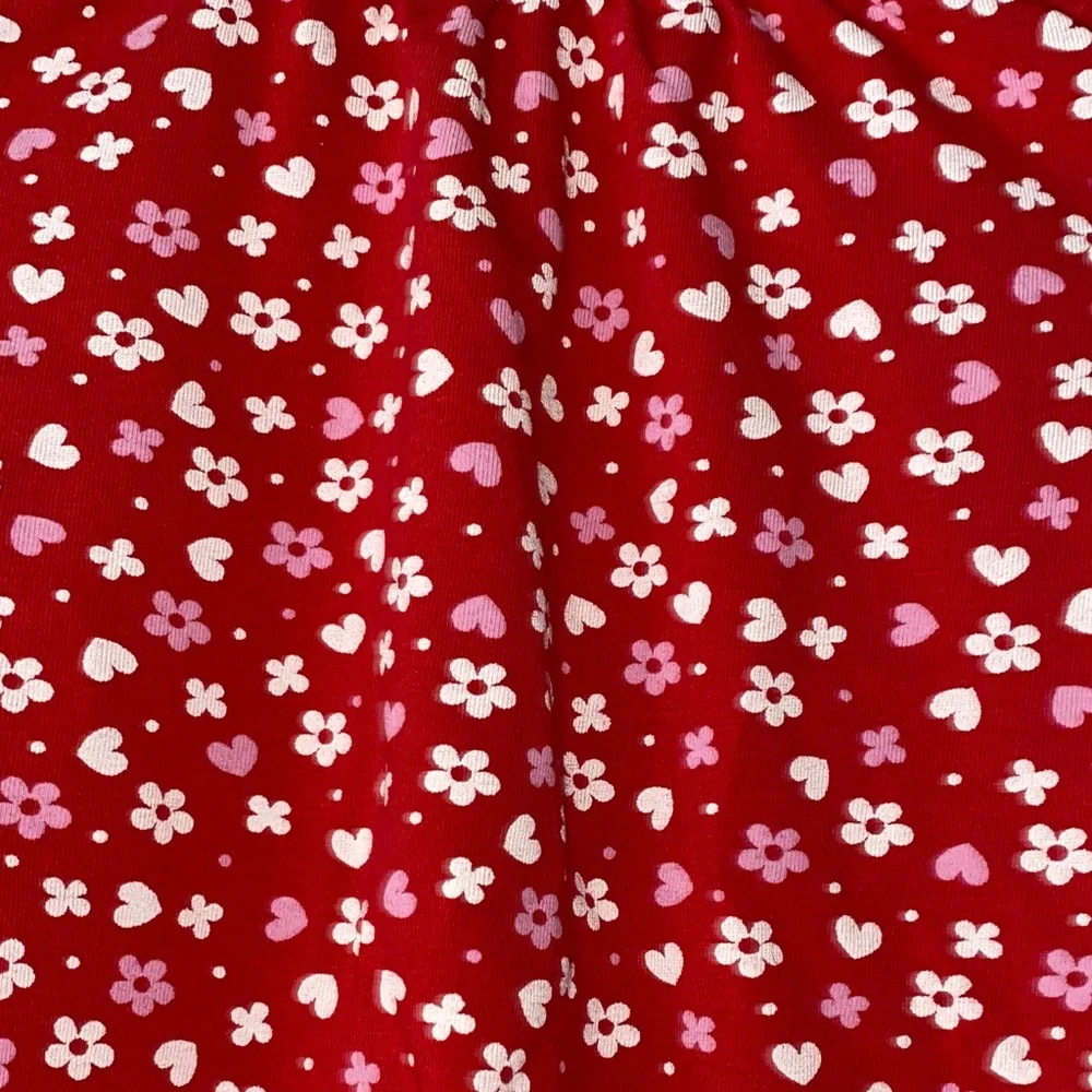 Polarn O. Pyret Kids shirt in Red w/ White Flowers & Pink Hearts. Size 18-24 mo